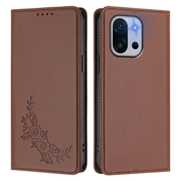 For OnePlus 13T 5G Peony Embossed Magnetic RFID Vegan Leather Phone Case
