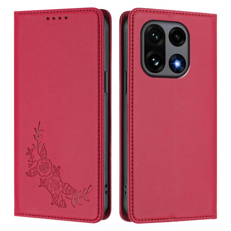 For OnePlus 15 Peony Embossed Magnetic RFID Vegan Leather Phone Case