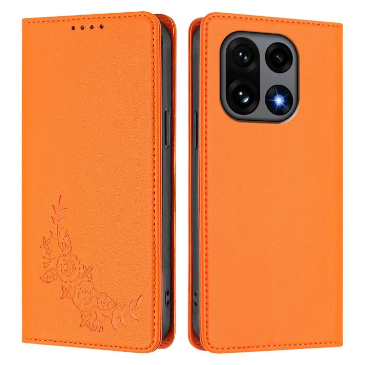 For OnePlus 15 Peony Embossed Magnetic RFID Vegan Leather Phone Case