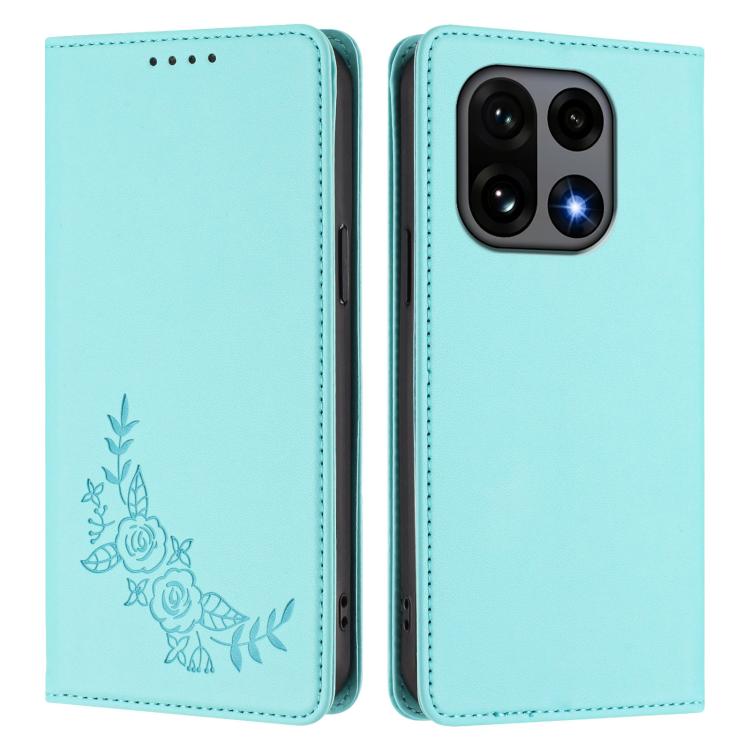 For OnePlus 15 Peony Embossed Magnetic RFID Vegan Leather Phone Case