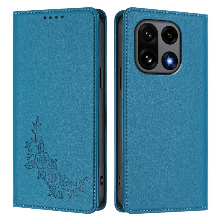 For OnePlus 15 Peony Embossed Magnetic RFID Vegan Leather Phone Case
