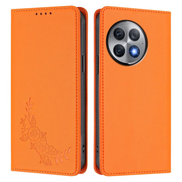 For OnePlus Ace 2 Pro Peony Embossed Magnetic RFID Vegan Leather Phone Case