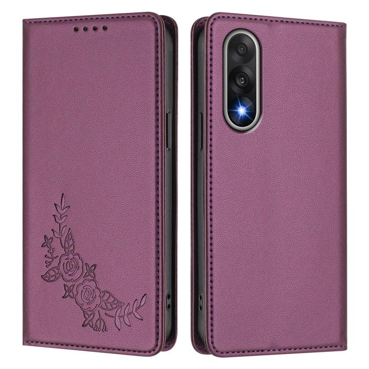 For OnePlus Nord 5 5G / Ace 5 Ultra Peony Embossed Magnetic RFID Vegan Leather Phone Case