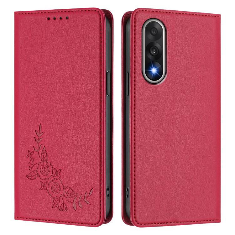 For OnePlus Nord 5 5G / Ace 5 Ultra Peony Embossed Magnetic RFID Vegan Leather Phone Case