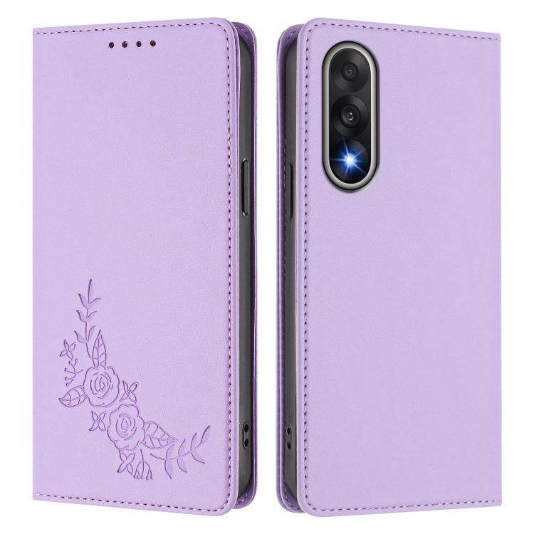 For OnePlus Nord 5 5G / Ace 5 Ultra Peony Embossed Magnetic RFID Vegan Leather Phone Case