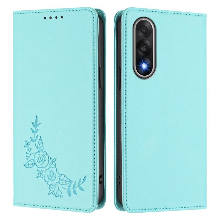 For OnePlus Nord 5 5G / Ace 5 Ultra Peony Embossed Magnetic RFID Vegan Leather Phone Case