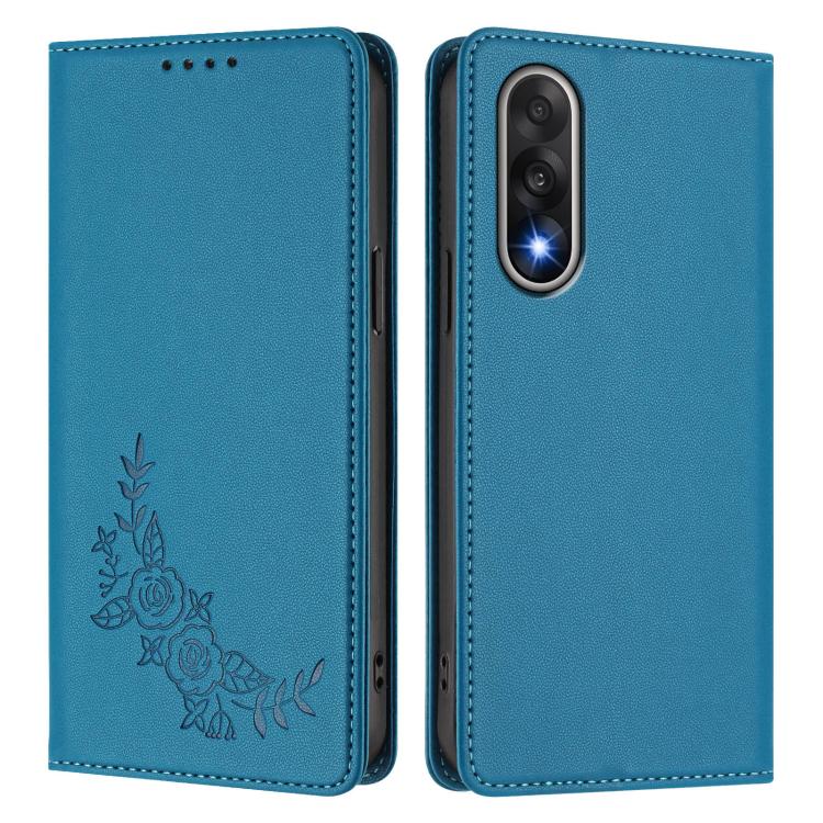 For OnePlus Nord 5 5G / Ace 5 Ultra Peony Embossed Magnetic RFID Vegan Leather Phone Case