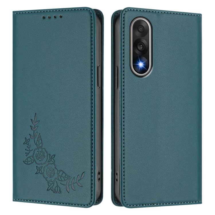 For OnePlus Nord 5 5G / Ace 5 Ultra Peony Embossed Magnetic RFID Vegan Leather Phone Case