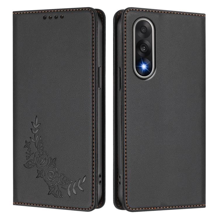 For OnePlus Nord 5 5G / Ace 5 Ultra Peony Embossed Magnetic RFID Vegan Leather Phone Case