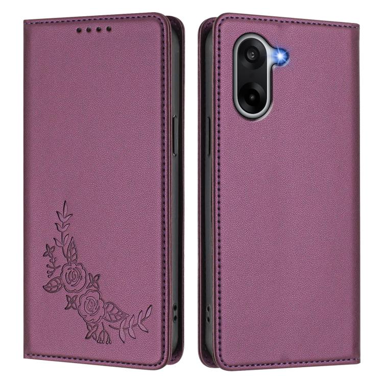 For OnePlus Nord CE5 / Ace 5 Racing Peony Embossed Magnetic RFID Vegan Leather Phone Case