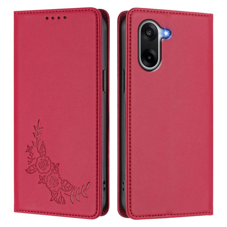 For OnePlus Nord CE5 / Ace 5 Racing Peony Embossed Magnetic RFID Vegan Leather Phone Case