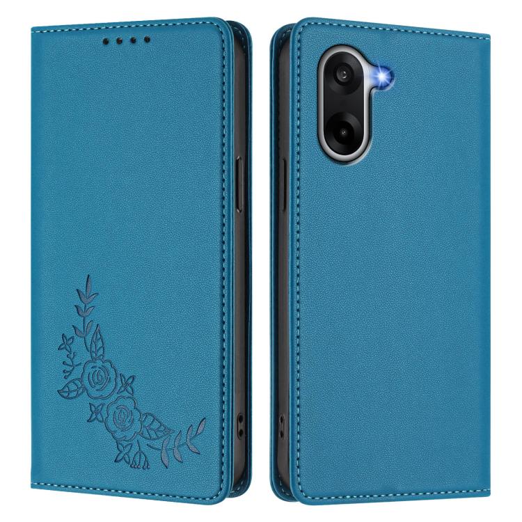 For OnePlus Nord CE5 / Ace 5 Racing Peony Embossed Magnetic RFID Vegan Leather Phone Case