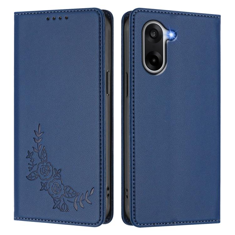 For OnePlus Nord CE5 / Ace 5 Racing Peony Embossed Magnetic RFID Vegan Leather Phone Case