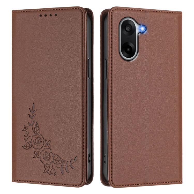 For OnePlus Nord CE5 / Ace 5 Racing Peony Embossed Magnetic RFID Vegan Leather Phone Case