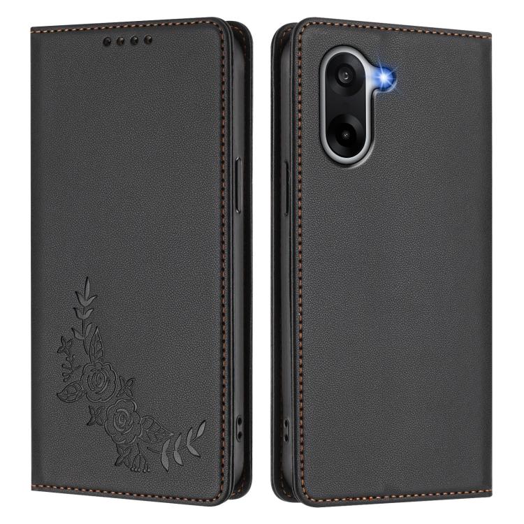For OnePlus Nord CE5 / Ace 5 Racing Peony Embossed Magnetic RFID Vegan Leather Phone Case