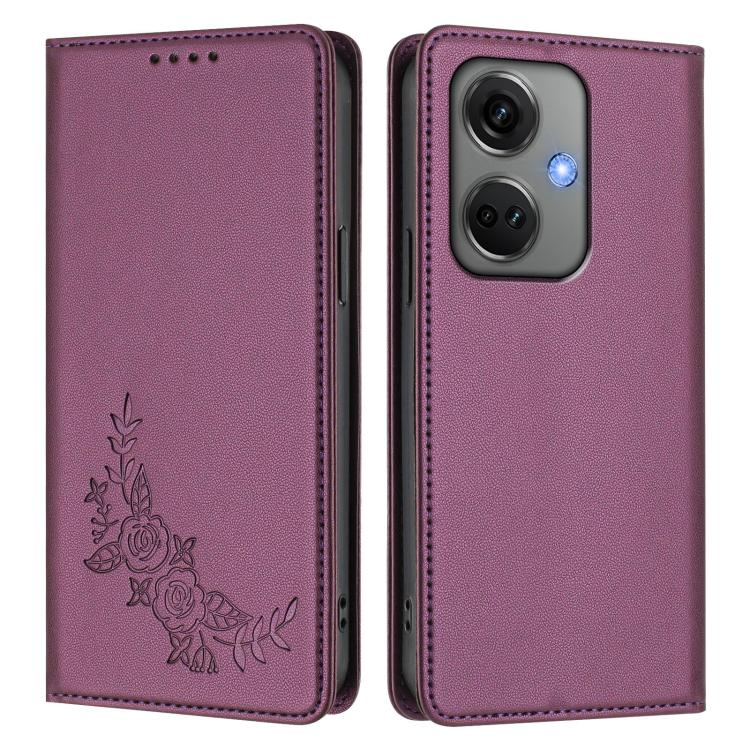 For OnePlus Nord CE 3 5G India Peony Embossed Magnetic RFID Vegan Leather Phone Case