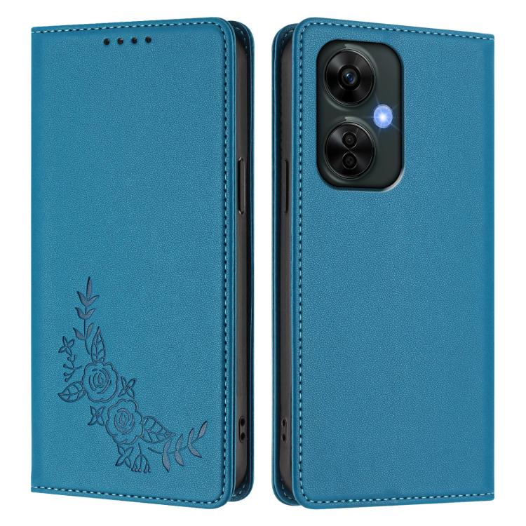 For OnePlus Nord CE 3 Lite 5G / Nord N30 Peony Embossed Magnetic RFID Vegan Leather Phone Case