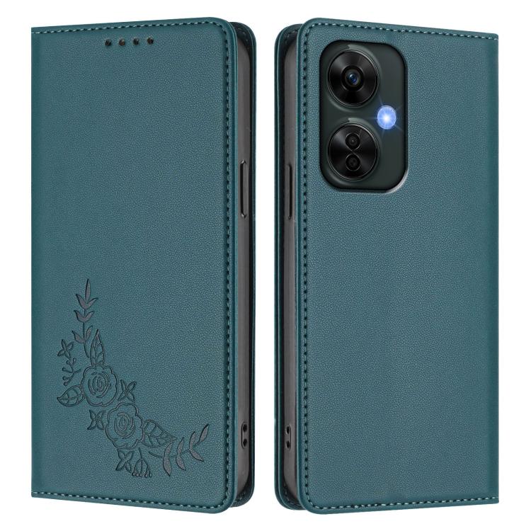 For OnePlus Nord CE 3 Lite 5G / Nord N30 Peony Embossed Magnetic RFID Vegan Leather Phone Case