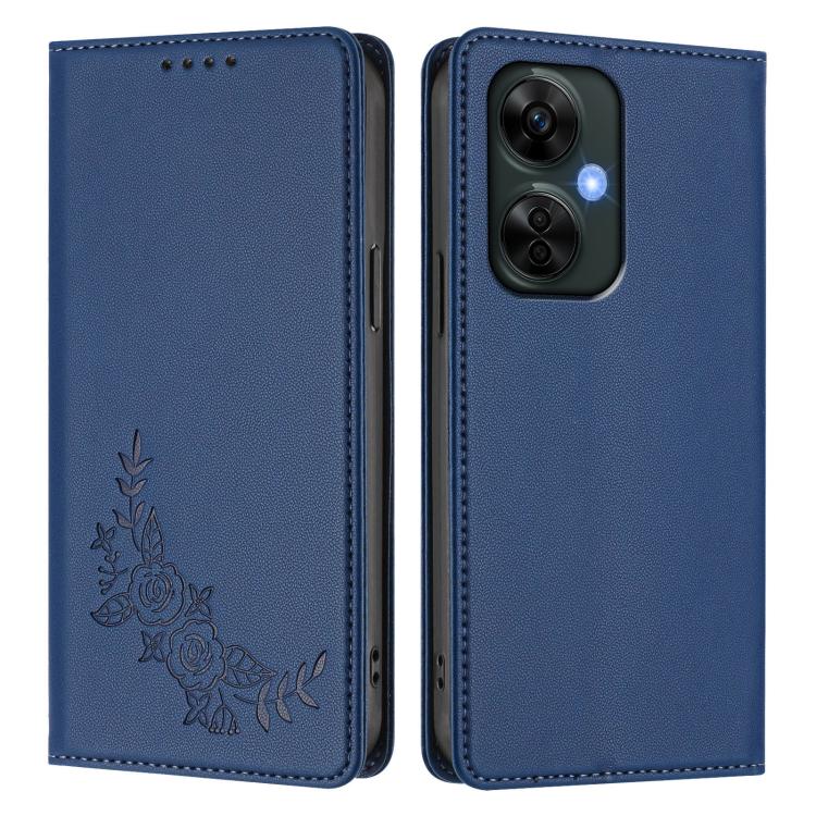 For OnePlus Nord CE 3 Lite 5G / Nord N30 Peony Embossed Magnetic RFID Vegan Leather Phone Case