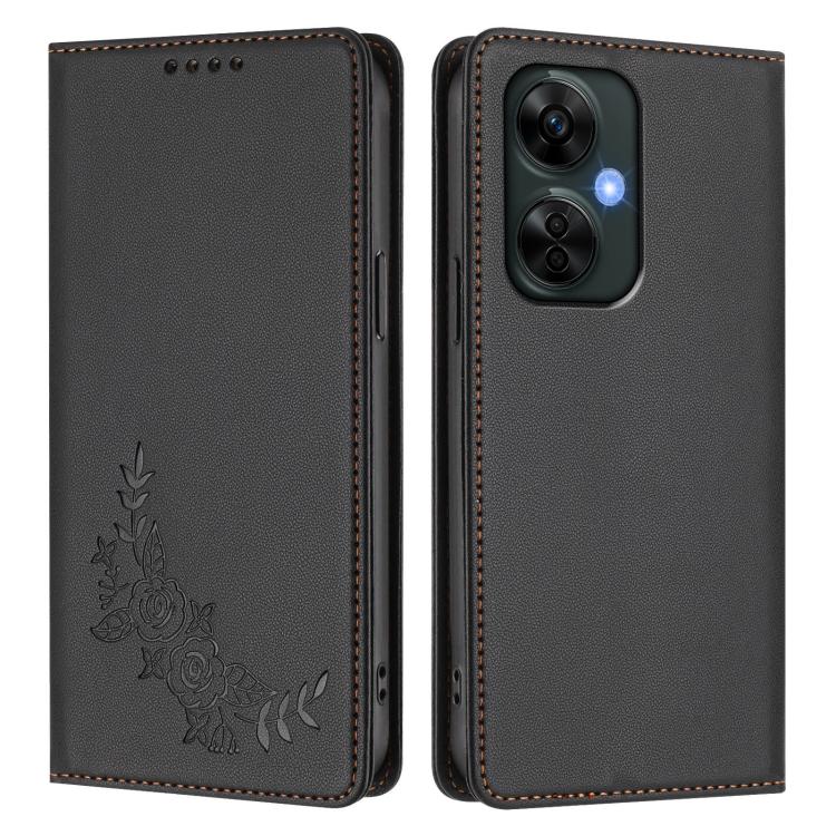 For OnePlus Nord CE 3 Lite 5G / Nord N30 Peony Embossed Magnetic RFID Vegan Leather Phone Case
