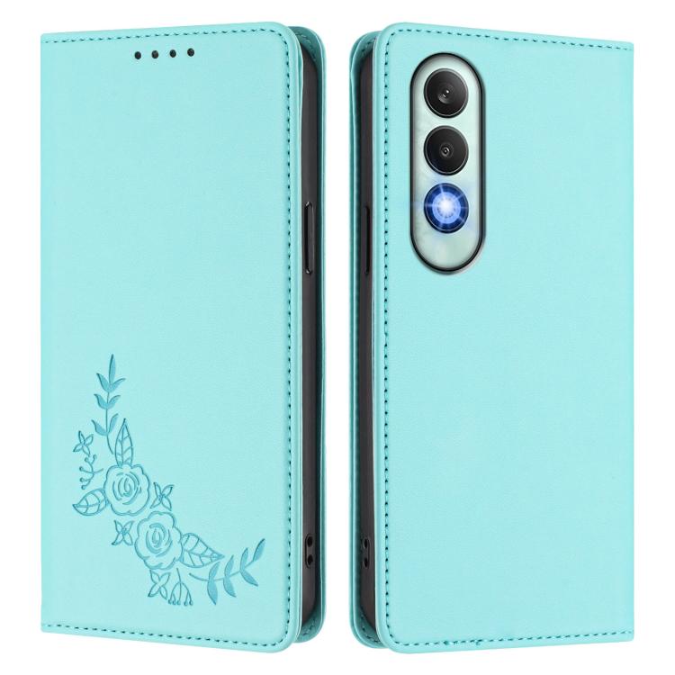 For OnePlus Nord CE 4 5G Peony Embossed Magnetic RFID Vegan Leather Phone Case