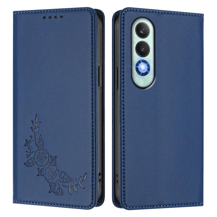 For OnePlus Nord CE 4 5G Peony Embossed Magnetic RFID Vegan Leather Phone Case