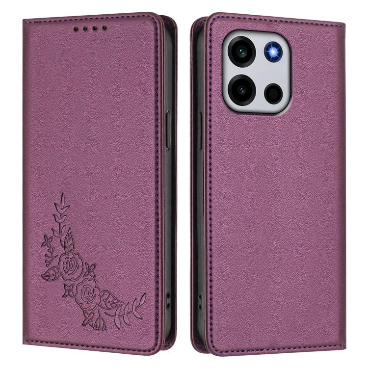 For OnePlus Turbo 6 / Turbo 6V Peony Embossed Magnetic RFID Vegan Leather Phone Case