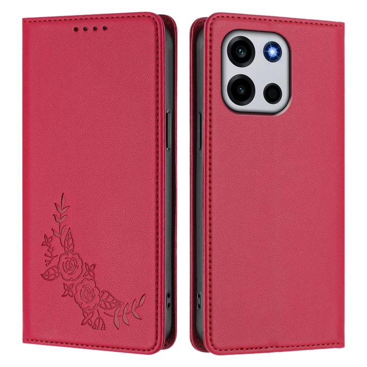 For OnePlus Turbo 6 / Turbo 6V Peony Embossed Magnetic RFID Vegan Leather Phone Case