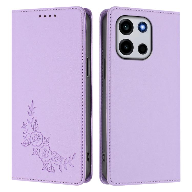 For OnePlus Turbo 6 / Turbo 6V Peony Embossed Magnetic RFID Vegan Leather Phone Case