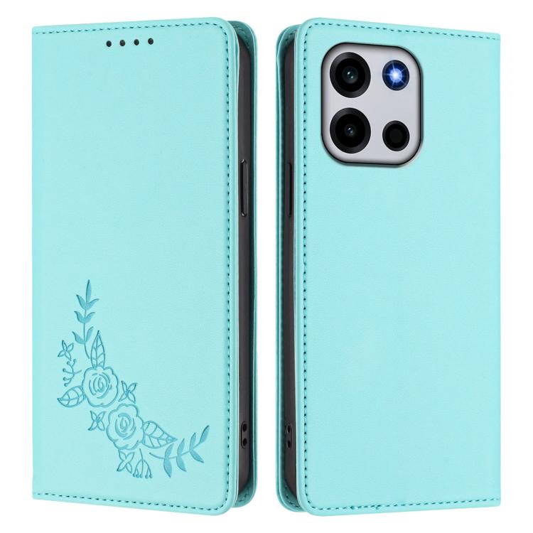 For OnePlus Turbo 6 / Turbo 6V Peony Embossed Magnetic RFID Vegan Leather Phone Case