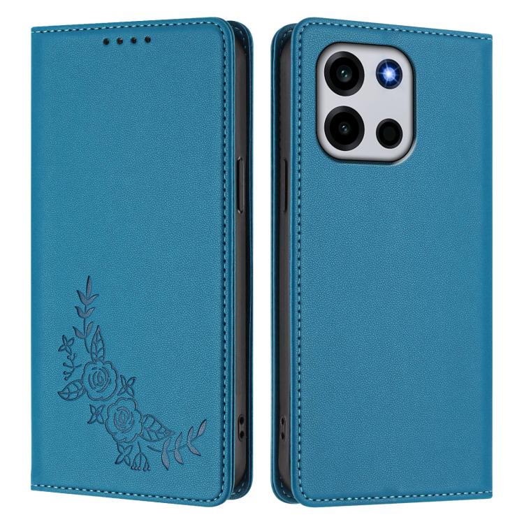 For OnePlus Turbo 6 / Turbo 6V Peony Embossed Magnetic RFID Vegan Leather Phone Case