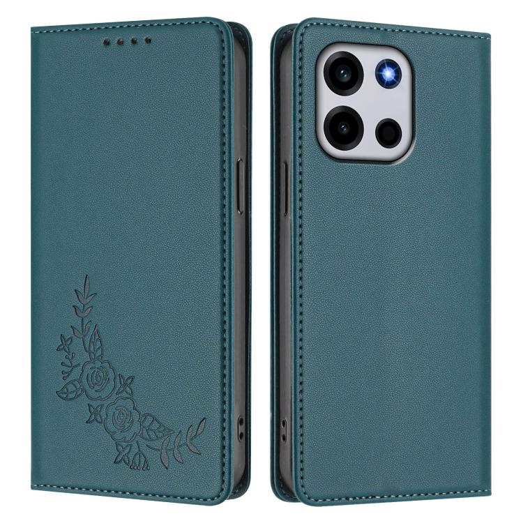 For OnePlus Turbo 6 / Turbo 6V Peony Embossed Magnetic RFID Vegan Leather Phone Case