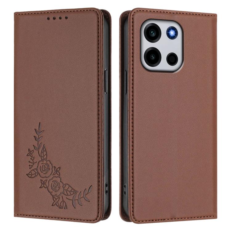 For OnePlus Turbo 6 / Turbo 6V Peony Embossed Magnetic RFID Vegan Leather Phone Case