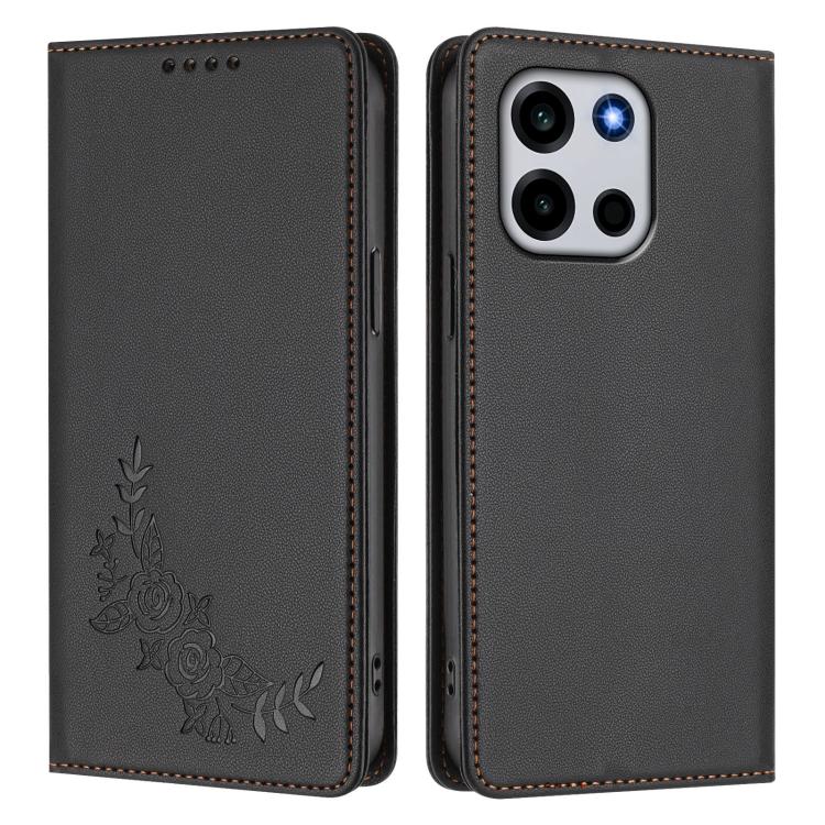 For OnePlus Turbo 6 / Turbo 6V Peony Embossed Magnetic RFID Vegan Leather Phone Case