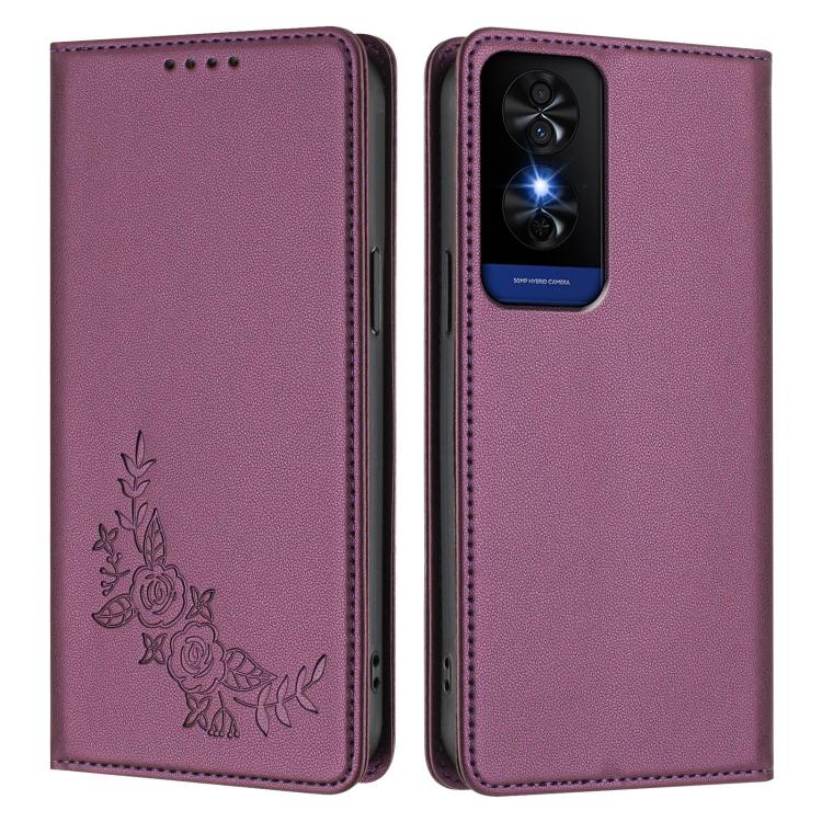 For TCL 50 5G / 50 XE / 50 XE NxtPaper Peony Embossed Magnetic RFID Vegan Leather Phone Case