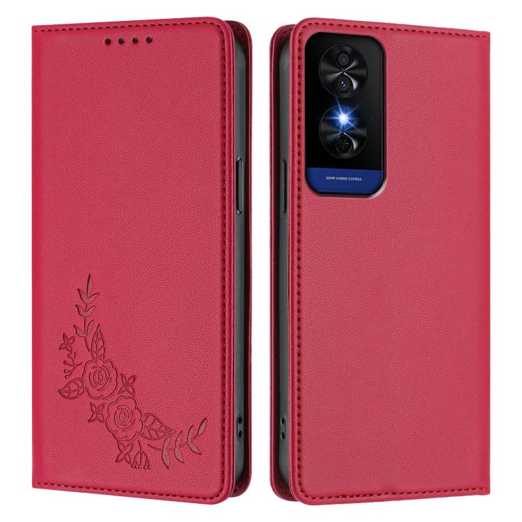 For TCL 50 5G / 50 XE / 50 XE NxtPaper Peony Embossed Magnetic RFID Vegan Leather Phone Case
