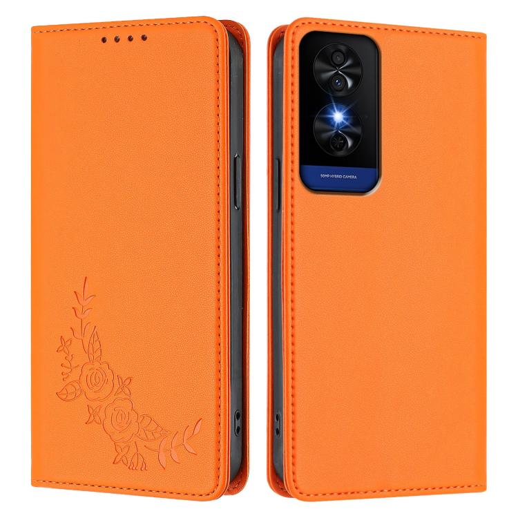 For TCL 50 5G / 50 XE / 50 XE NxtPaper Peony Embossed Magnetic RFID Vegan Leather Phone Case