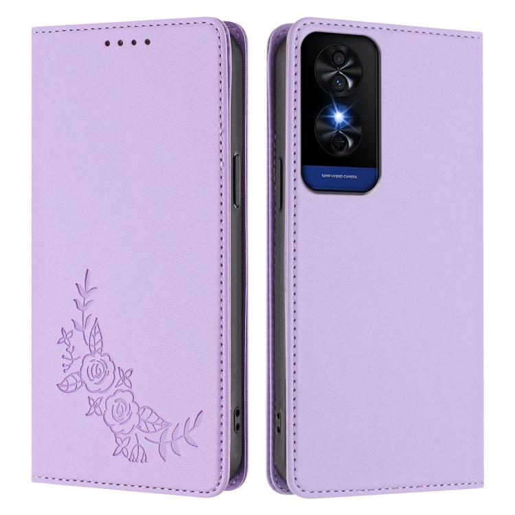 For TCL 50 5G / 50 XE / 50 XE NxtPaper Peony Embossed Magnetic RFID Vegan Leather Phone Case