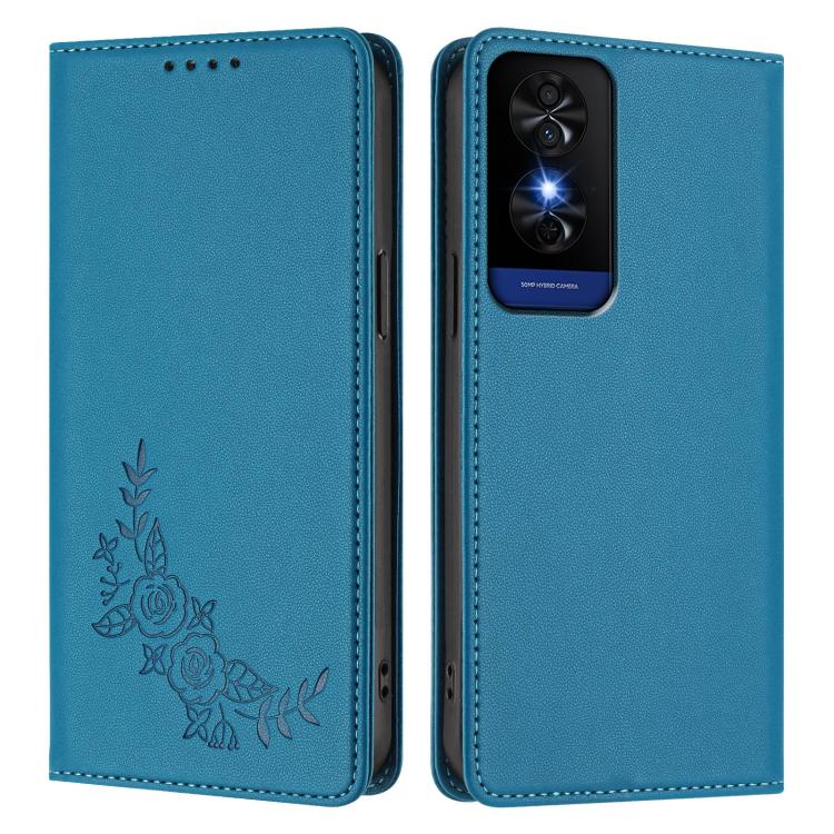 For TCL 50 5G / 50 XE / 50 XE NxtPaper Peony Embossed Magnetic RFID Vegan Leather Phone Case