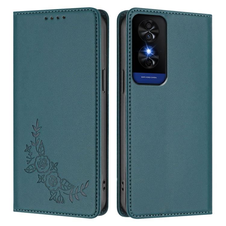 For TCL 50 5G / 50 XE / 50 XE NxtPaper Peony Embossed Magnetic RFID Vegan Leather Phone Case