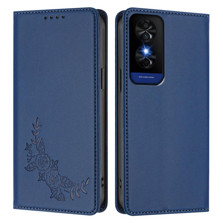 For TCL 50 5G / 50 XE / 50 XE NxtPaper Peony Embossed Magnetic RFID Vegan Leather Phone Case