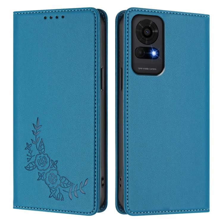 For TCL 50 LE 5G / K23 / K24 Peony Embossed Magnetic RFID Vegan Leather Phone Case