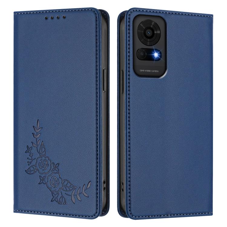 For TCL 50 LE 5G / K23 / K24 Peony Embossed Magnetic RFID Vegan Leather Phone Case