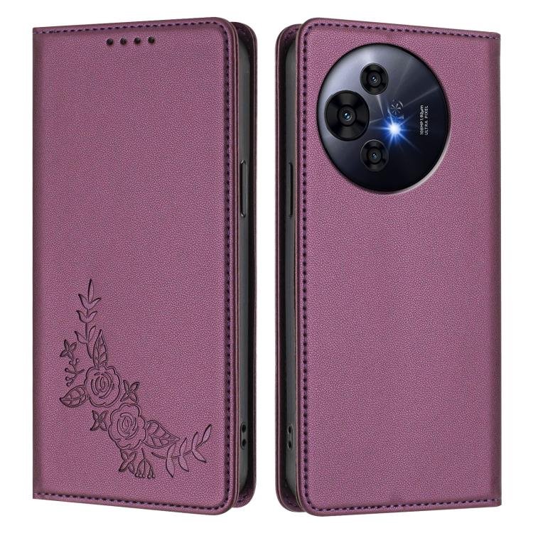For TCL 50 Pro NxtPaper 5G Peony Embossed Magnetic RFID Vegan Leather Phone Case
