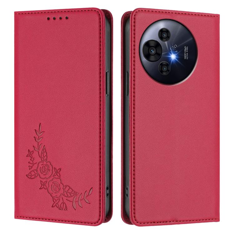 For TCL 50 Pro NxtPaper 5G Peony Embossed Magnetic RFID Vegan Leather Phone Case