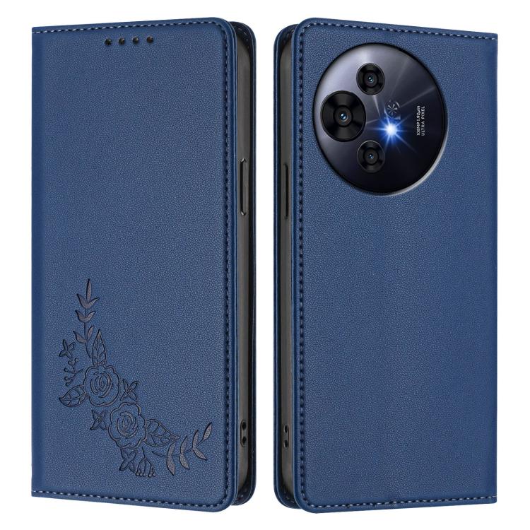 For TCL 50 Pro NxtPaper 5G Peony Embossed Magnetic RFID Vegan Leather Phone Case