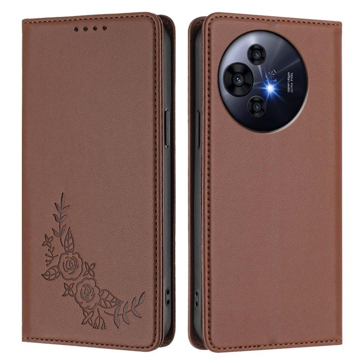 For TCL 50 Pro NxtPaper 5G Peony Embossed Magnetic RFID Vegan Leather Phone Case