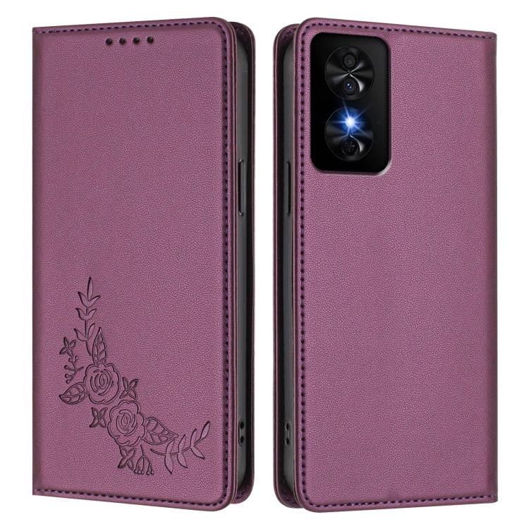 For TCL 50 SE / 40 NXTpaper 4G Peony Embossed Magnetic RFID Vegan Leather Phone Case