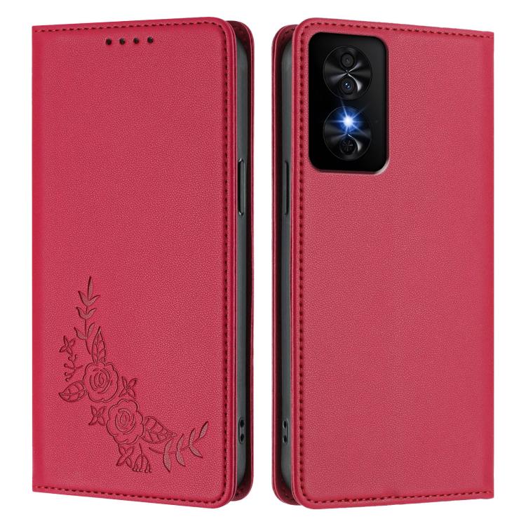 For TCL 50 SE / 40 NXTpaper 4G Peony Embossed Magnetic RFID Vegan Leather Phone Case