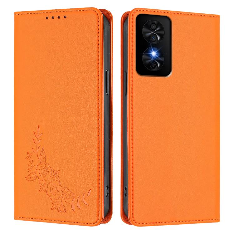 For TCL 50 SE / 40 NXTpaper 4G Peony Embossed Magnetic RFID Vegan Leather Phone Case